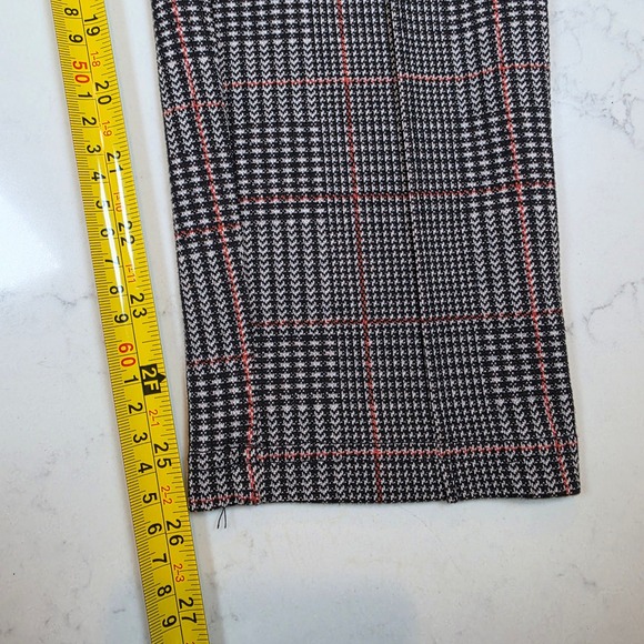 Forever 21 Glen Plaid High Waisted Pull On Pants Red Black White Large - Picture 9 of 10